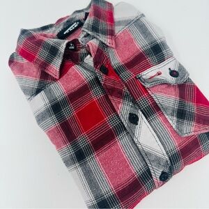 Vans Red and Black Plaid Button-Up Shirt